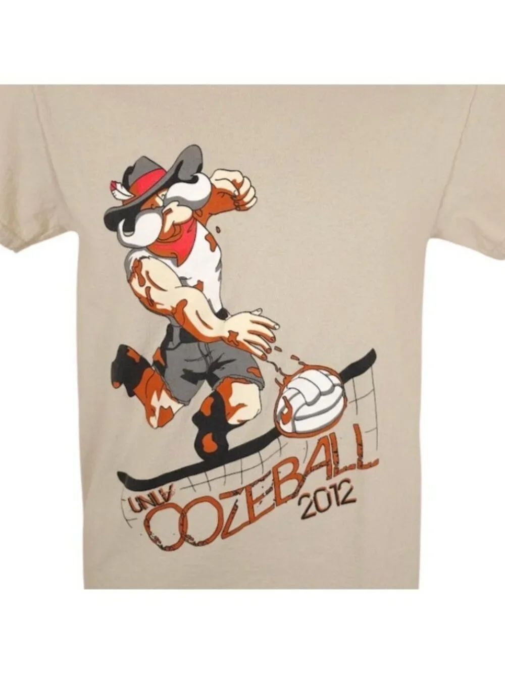 UNLV Rebels Oozeball T Shirt Mens Size Small Beige 2012 Mud Volleyball